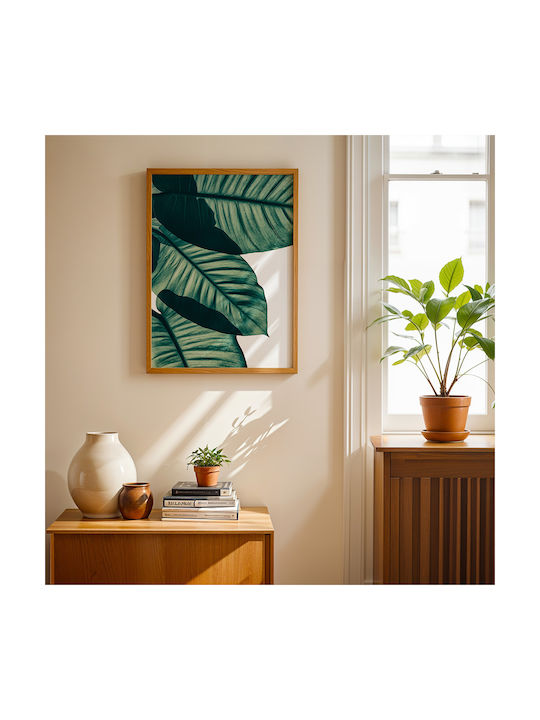 Poster Tropical Palm Leaf Pst25155 21cm X 30cm Λευκό Κάδρο Pvc