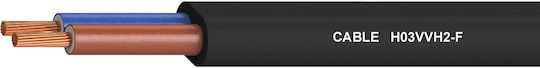 Flexible Electrical Cable H03VVH2F 2x0.5mm² Black Top Coil 50m