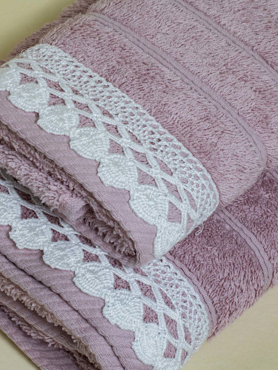 White Fabric Πετσέτα Χεριών Karya 30x50εκ. Ροζ Βάρους 600gr/m²