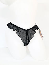 Open Crotch Open G String Black