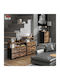 Wooden & Metallic Chest of Drawers Καφέ Και Μαύρο with Fabric Coating 79x29x101cm
