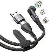Statik Magnetic Cablu USB la Type-C / micro USB / Lightning cu mai multe porturi Negru 1m (PUP-0520-3FT)