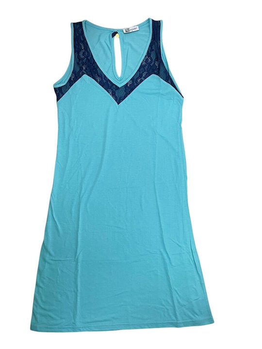 Jeannette Lingerie Καλοκαιρινό Γυναικείο Νυχτικό Απαλό Τιρκουάζ, Μπλε