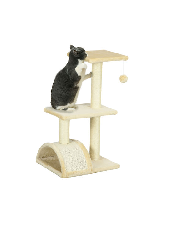 Pawhut Scratching Post Cat Trees Beige 3 levels...