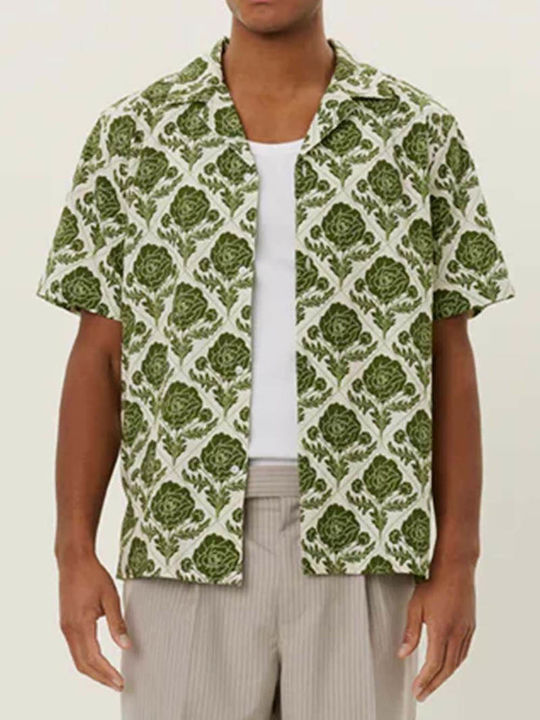 Κοντομάνικο Πουκάμισο Vintage Green/ivory