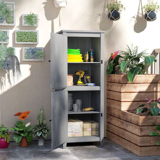 Wooden Garden Warehouse with Single-Leaf Door Gray L0.6xW0.6xH1.6cm