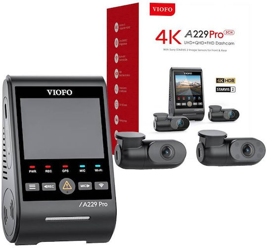 Viofo A229 Pro 3CH 4K Car DVR Set with Rear Camera