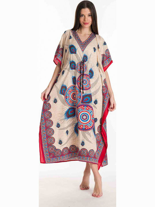 Kaftan pentru femei 661 Bej-Alb