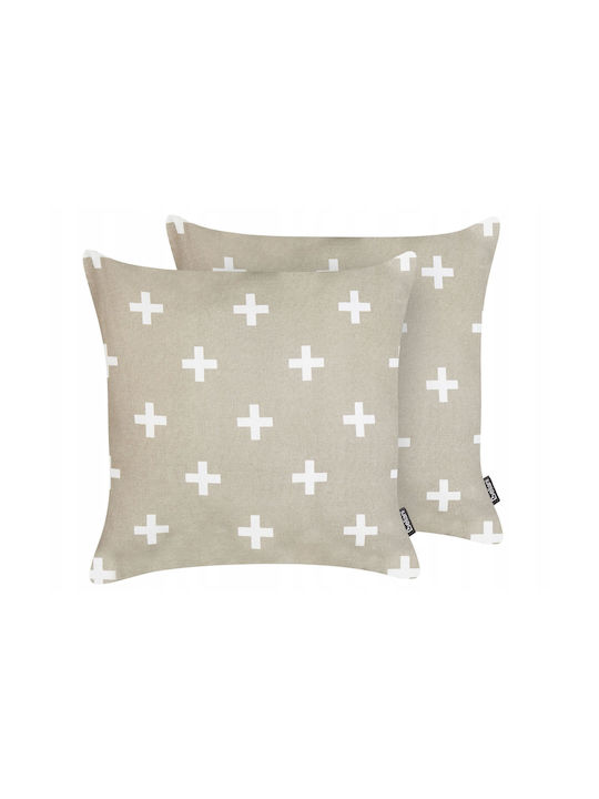 Beliani Sofa Cushion Lumarko Made of 100% Cotton Beige Gray 45x45 cm