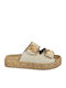 Leather Women's Flat Sandals Anatomic in Beige Color