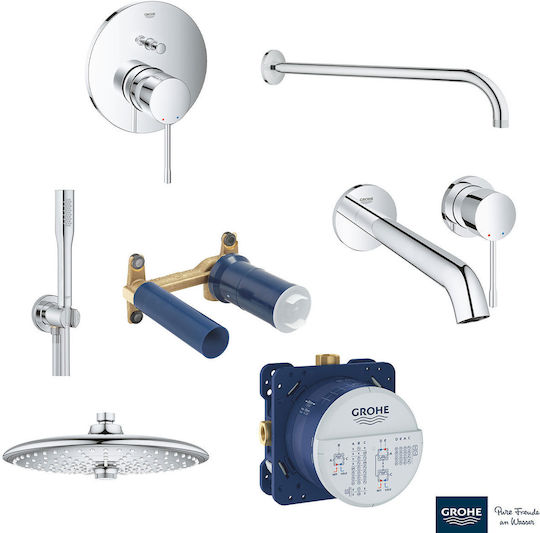 Grohe Built-in Mixer, Hand Shower & Shower Head Set for for Bathroom Sink Silver