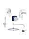 Grohe Set Mischer, Handbrause & Duschkopf für Wandmontage für für Waschbecken Silber