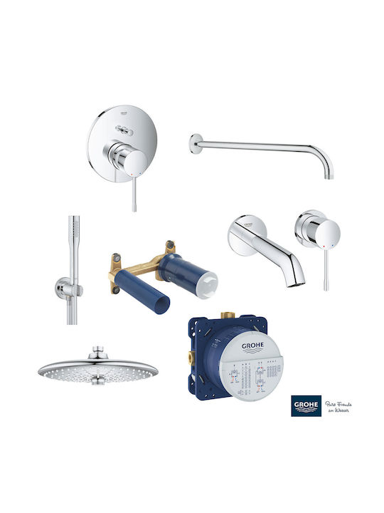 Grohe Built-in Mixer, Hand Shower & Shower Head Set for for Bathroom Sink Silver