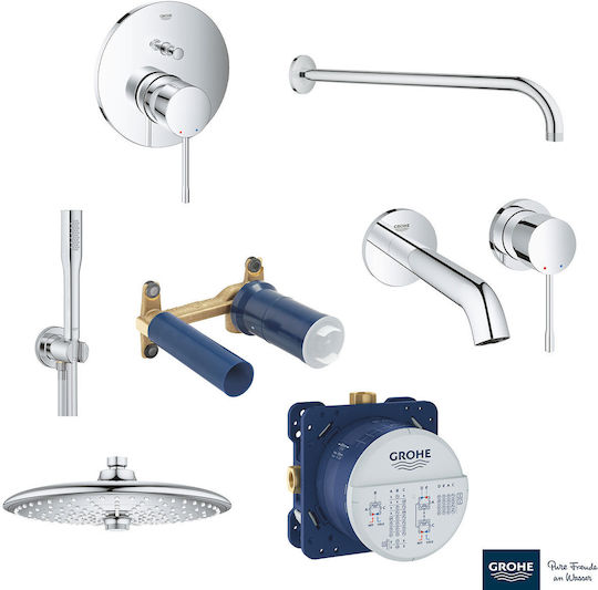 Grohe Built-in Mixer, Hand Shower & Shower Head Set for for Bathroom Sink Silver