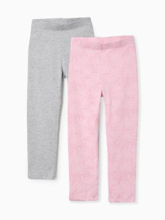 Kids Leggings Set Long Pink-Grey