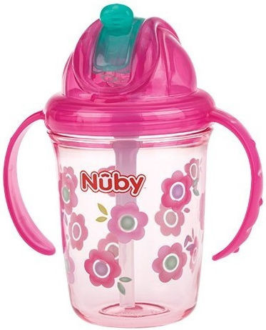 Nuby Educational Sippy Cup Plastic with Handles Pink for 12m+m+ 240ml