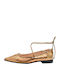 Leather Ballerinas With strap Gold