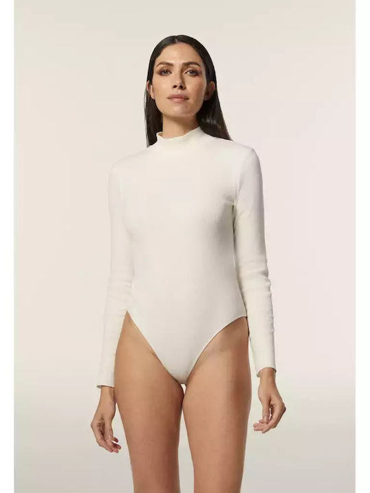 Freddy Long-Sleeve Ribbed Bodysuit with Polo Neck