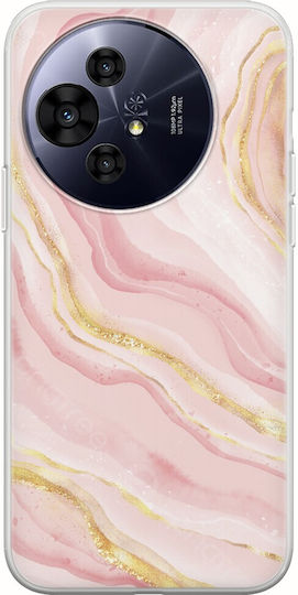 Cracked Marble Pink Gold TCL 50 Pro Nxtpaper 5G Flexible TPU Transparent Silicone
