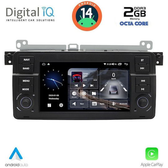 Digital IQ Car Audio System for BMW E46 1998-2005 (Bluetooth/USB/AUX/WiFi/GPS/Apple-Carplay/Android-Auto) with Touch Screen 7"