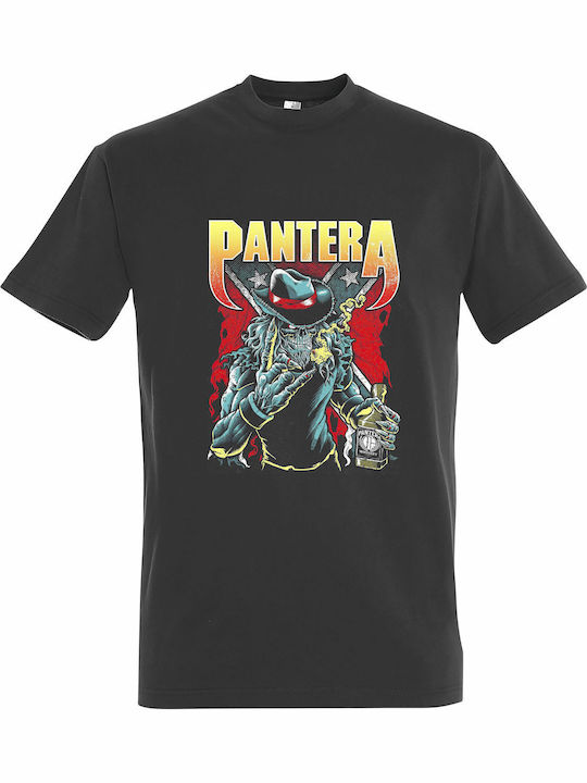 Тениска унисекс "Pantera Band Whiskey Weed" тъмно сиво