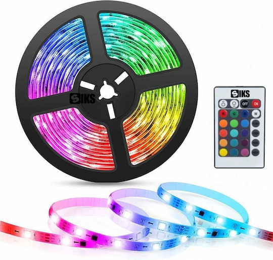 Rezistent la apă Bandă LED 12V RGB Lumină 5m Tip SMD5050 cu Sursă de alimentare & Telecomandă