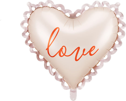 Salmon Foil Balloon Heart Love Ruffle 50x47cm