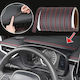 Bandă decorativă interior vehicul 2m lungime din piele ecologică culoare neagră + cusături roșii