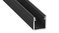Black Aluminum Profile Type Y 1m + Milky Lens