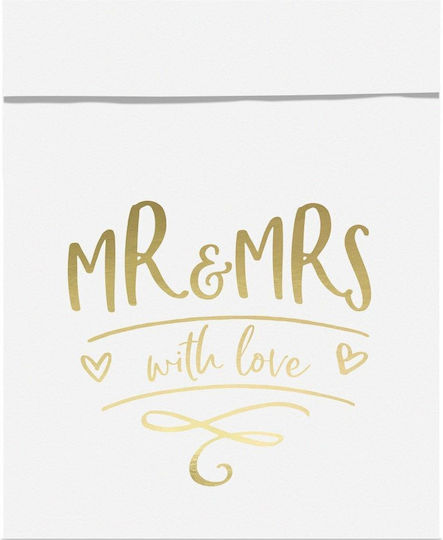 Χάρτινα Σακουλάκια Κερασμάτων Λευκά Mr & Mrs Love 6 Τεμάχια