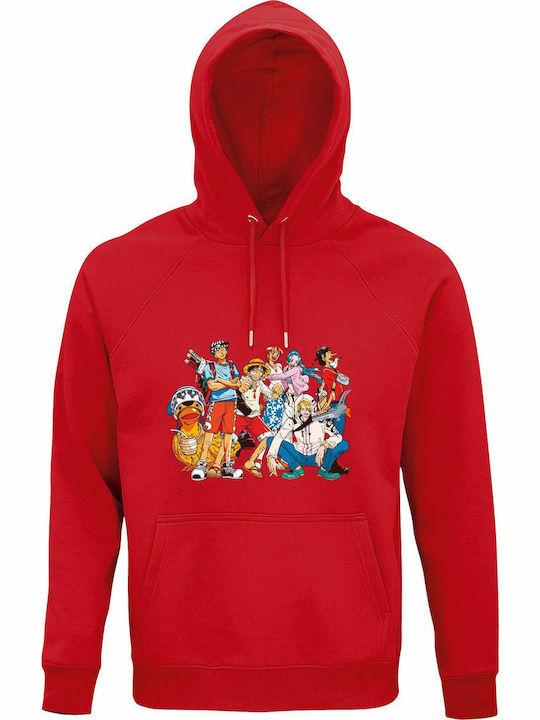Παιδικό Φούτερ με Κουκούλα Red One Piece Gang, Luffy & Friends