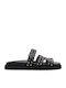 Leder Flache Sandalen für Damen in Schwarz Farbe