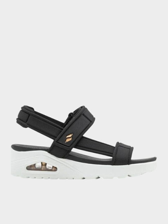 Skechers UNO Δερμάτινα Γυναικεία Σανδάλια Black...