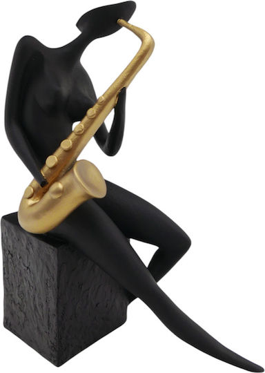 Decorative Polyester Figure Woman Saxophone Black Gold Color 13x7x18cm Ankor Ankor 844289