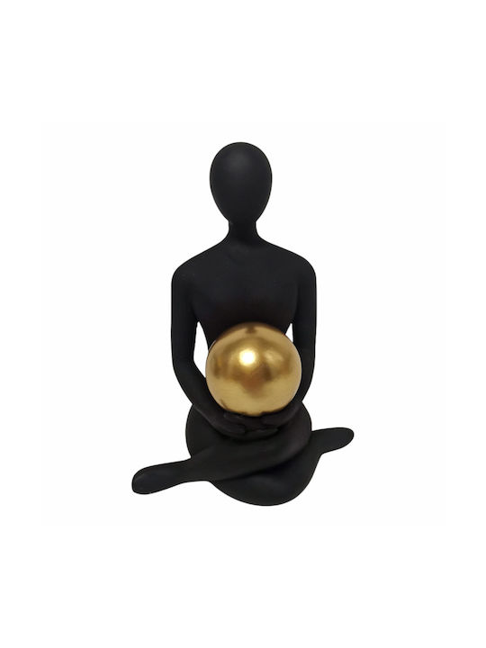Decorative Figure Polyester Golden Sphere Black Color 13.3x10x18.5cm Ankor