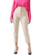 Damen Hoch tailliert Stoff Hose Beige