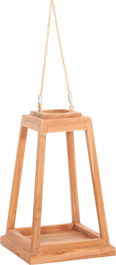 HomeMarkt Tabletop Wooden Lantern Beige 25x25x39cm