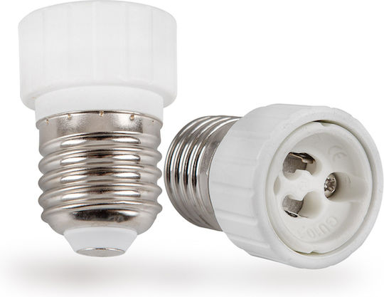 Electraline Джак адаптер от GU10 към E27 в Бял цвят Комплект 1бр