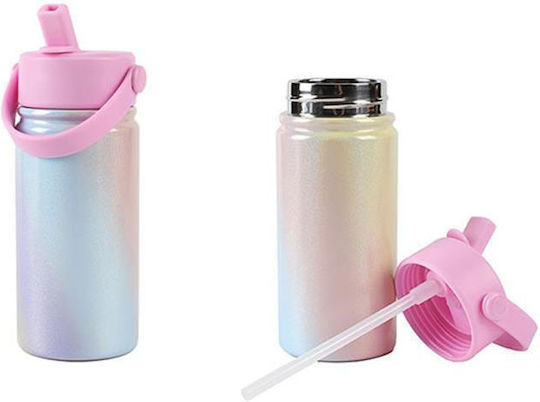 Termos Sticlă Handle 400ml Rainbow Macaron