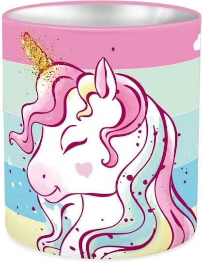 Metallic Pencil Holder Lovely Unicorn 1pcs 11x10cm