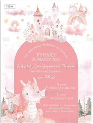 Tsantakides Προσκλητήριο Βάπτισης Κορίτσι Θέμα Pink Dragons 934
