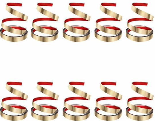 Set 10 Benzi Decorative Autoadezive Efect Oglindă Siks Realizate din Oțel Inoxidabil Nichelat Tip Rola Autocolant Perete Tavan Pardoseală Mobilier Design Dimensiune 200 X 1 Cm Rezistent la Apă Auriu