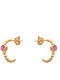 Earrings Half Roots Fuchsia Gold