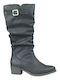 Women's Cowboy Boots with Medium Heel & Fur Black