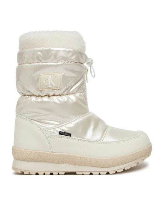Kinderstiefel aus Lackleder Ecru