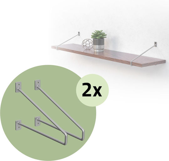 ML-Design Metallic Corner Shelf Silver 2pcs 490012609