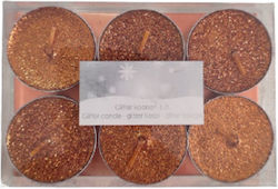Orange Glitter Tealight Set - 6 pcs