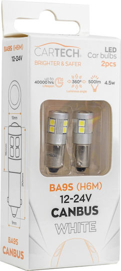 Cartech Lamps Car BA9S / H6M Canbus LED 6000K Cold White 12-24V 2pcs