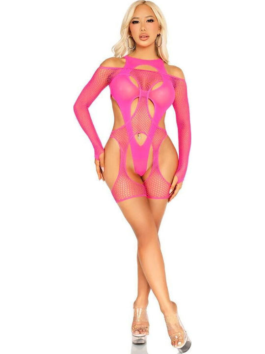Leg Avenue Fishnet Bodystocking Секси Бодистокинг Розов