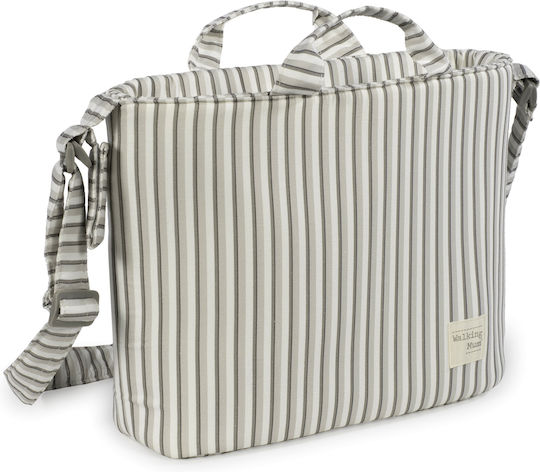 Walking Mum Walking Mum Shoulder Bag Changing Pad Botton Stripes Gray 44x29x12cm